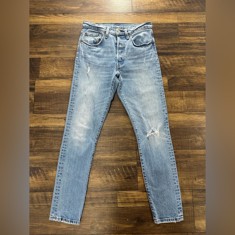 Levi's 501s Light Blue Distressed Skinny Jeans